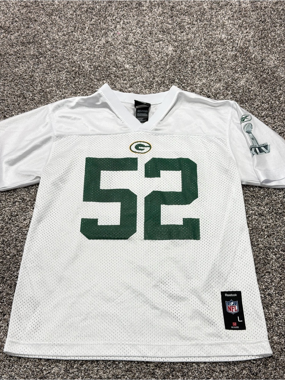 Reebok White and Green #52 Matthews Packers Football Jersey